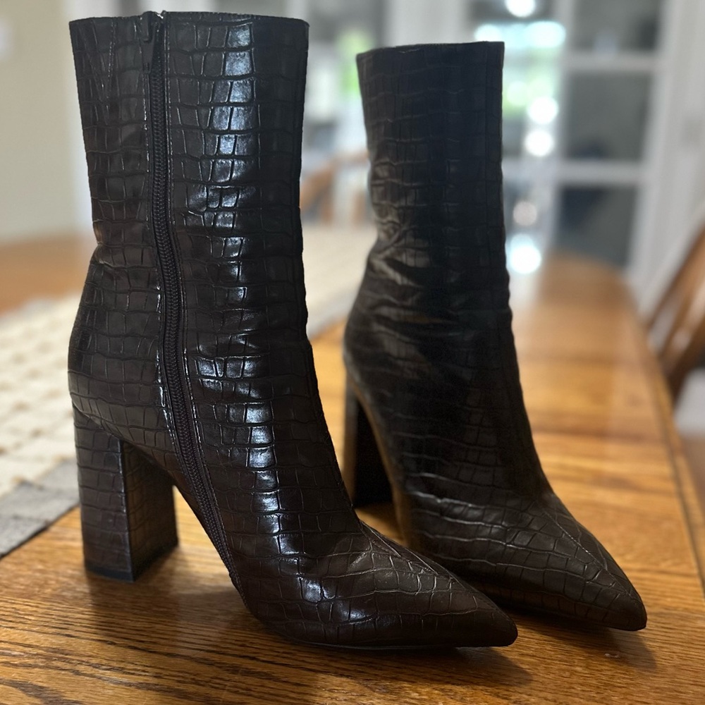 Jeffrey Campbell Siren 3 Croc embossed leather